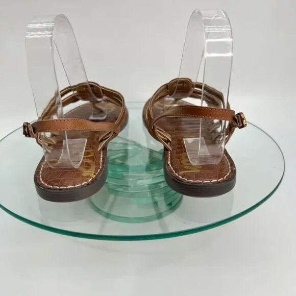Sam Edelman Garland Sandals Gladiator Brown Leather croc emboss - Picture 4 of 6